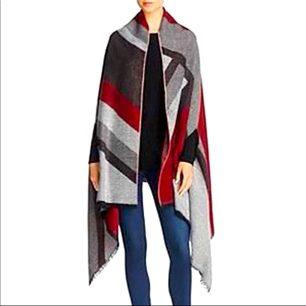 NWT Aqua Reversible Geo Chevron Wrap/Cape/Scarf
